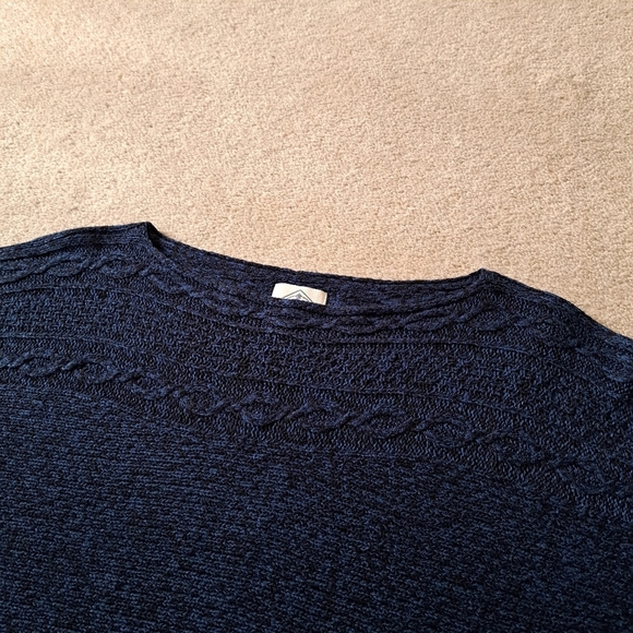St. John's Bay Knit Sweater Women's Size Medium Blue Black Cable Acrylic Top - Picture 8 of 13